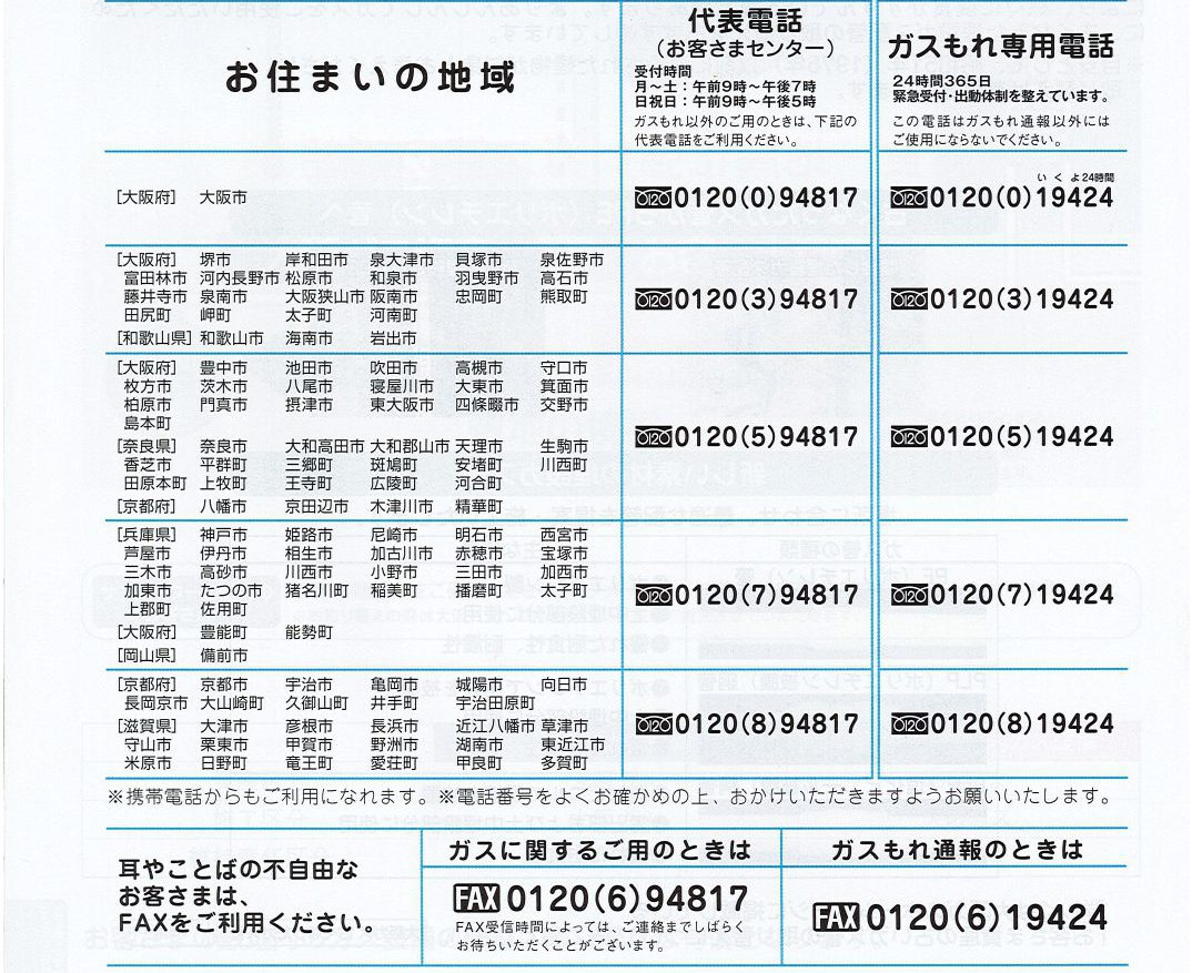 警報 大阪 器 ガス